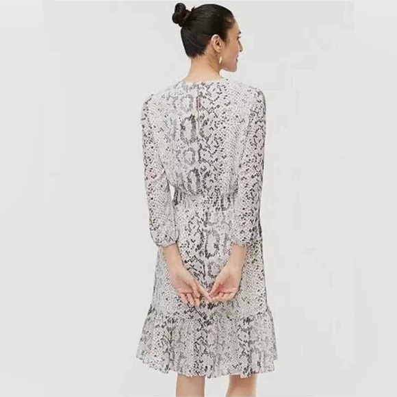 J CREW Animal-print smocked-waist dress with sheer sleeves - Medium - Picture 6 of 10